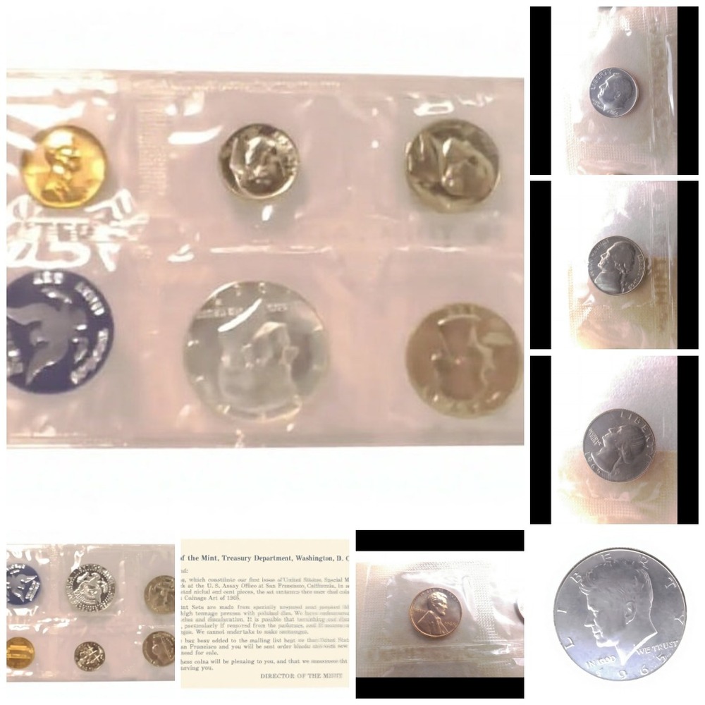 1965 United States Mint Special Mint Set 5-Coin US Half Quarter Dime Nickel Cent